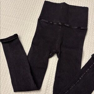 NEW! Free People Movement HAPPINESS RUNS Ribbed BLACK High Waist Leggings XS/S